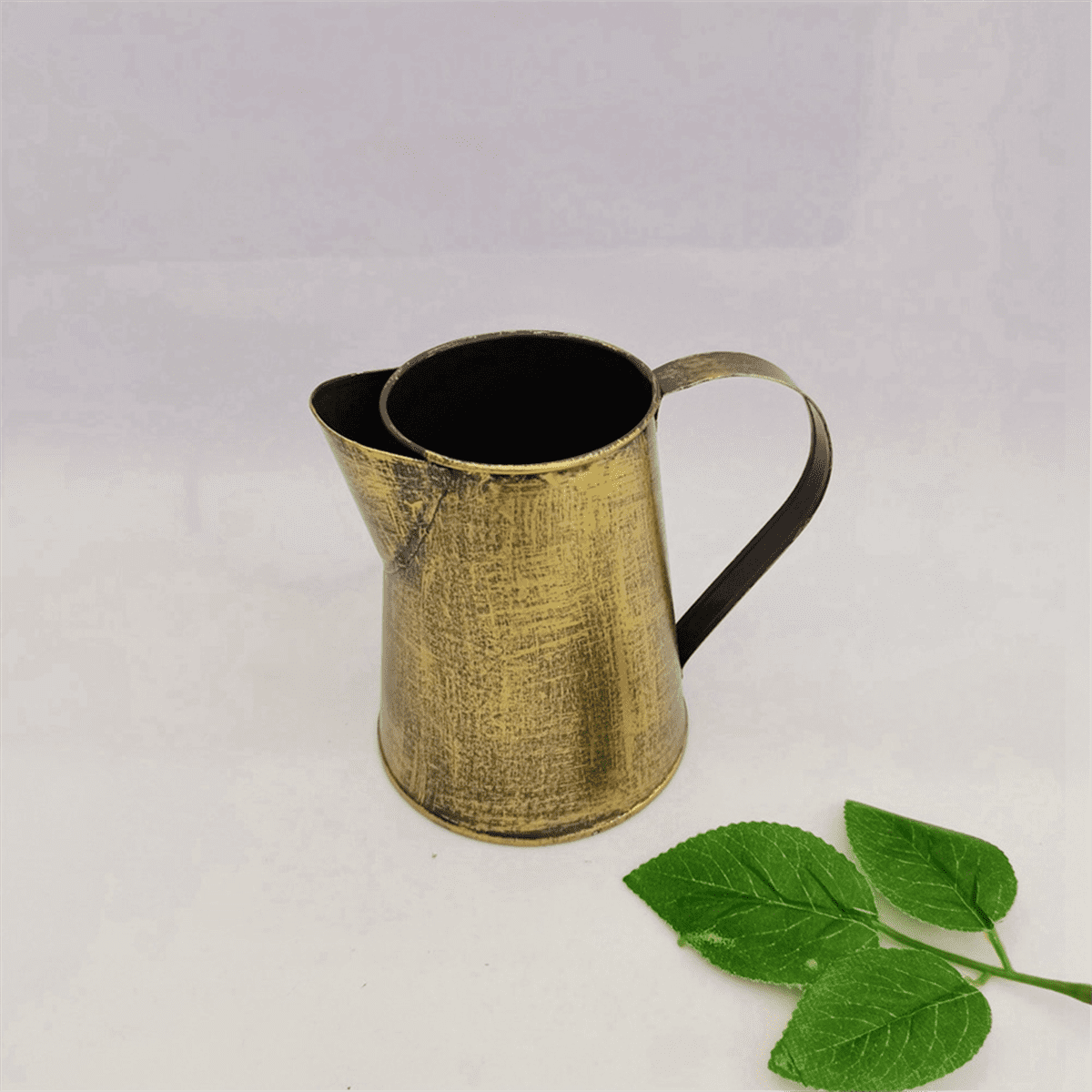 Metal Vase Decorative Shabby Pitcher Flower Holder Metal Vase with Handle for Home Garden Flowerpot Bronze