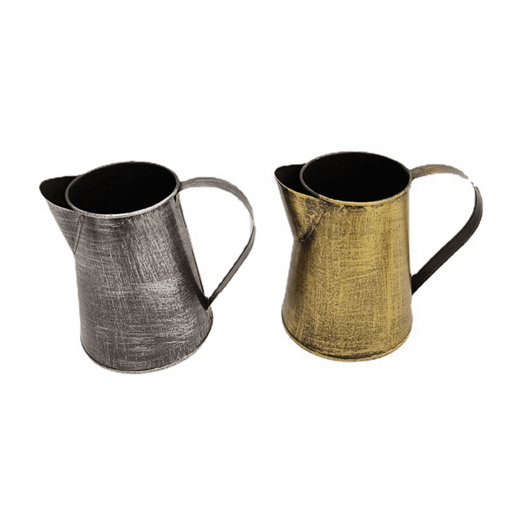 Metal Vase Decorative Shabby Pitcher Flower Holder Metal Vase with Handle for Home Garden Flowerpot Bronze