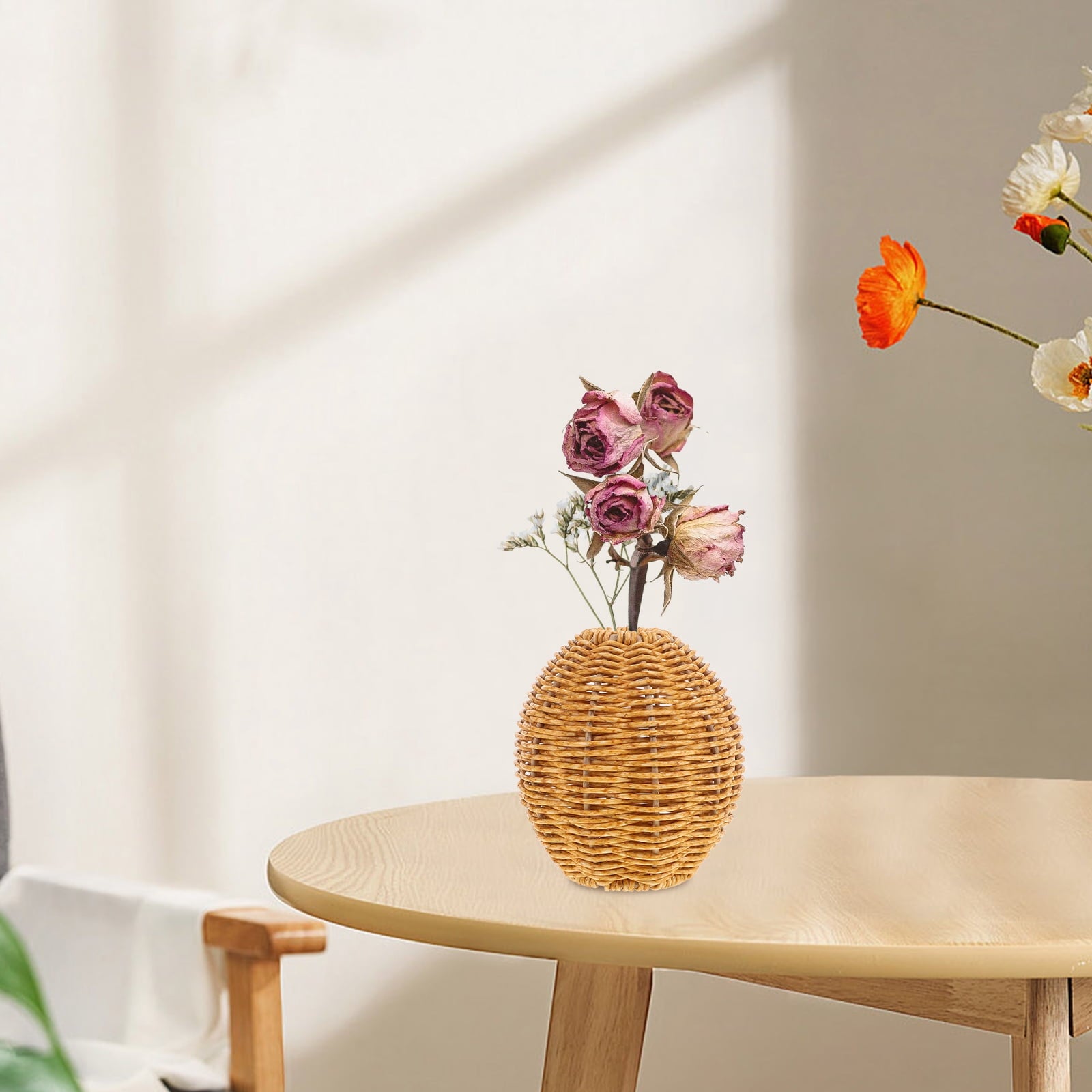 Imitation Rattan Vase Vintage Decor Vase For Home Decor Seaweed Weave Basket Wicker Flower Basket Vase Woven Vase Office