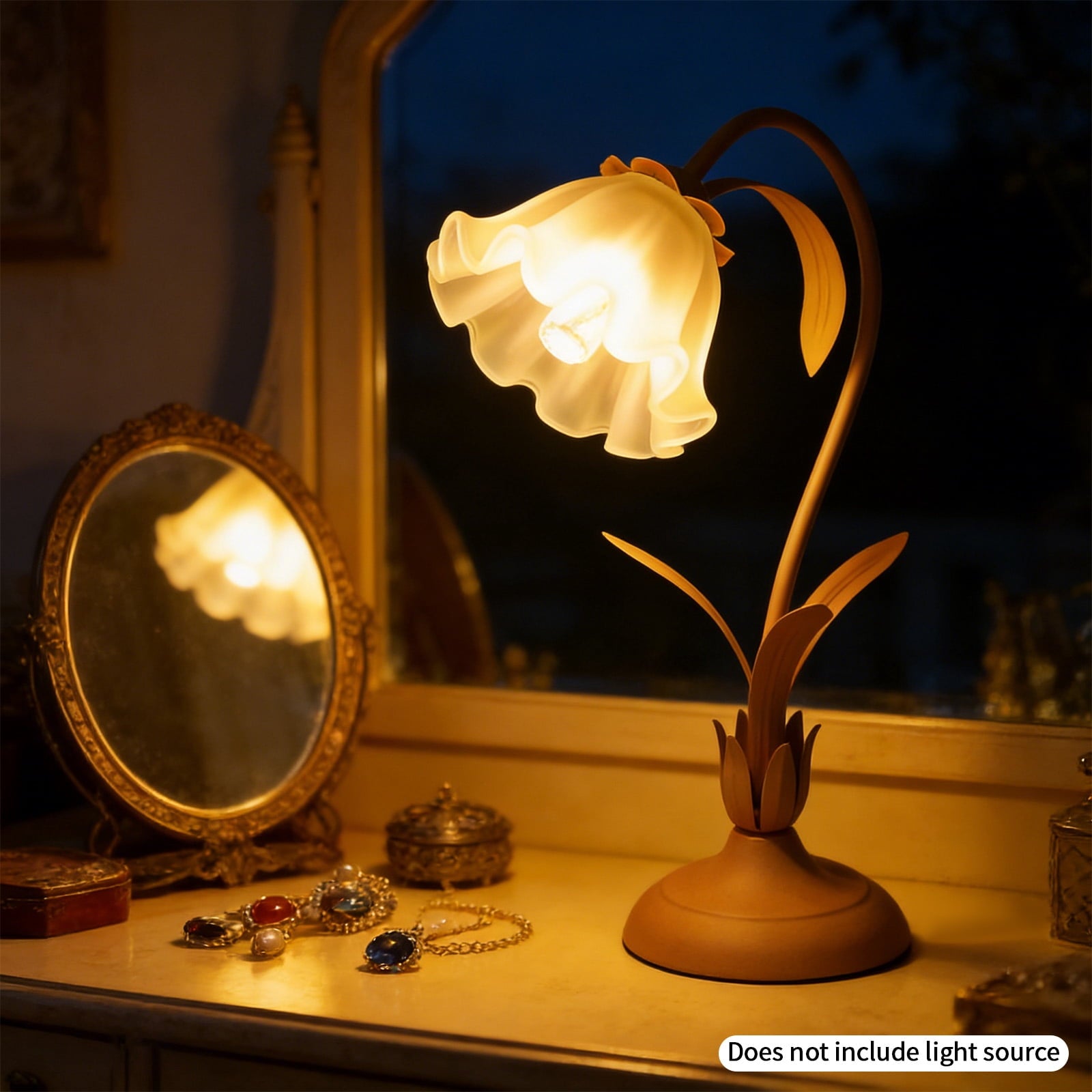 Tiffany Style Table Lamp E27 Bedside Lamp Floral Glass Lamp Dimmable Lamp+Remote