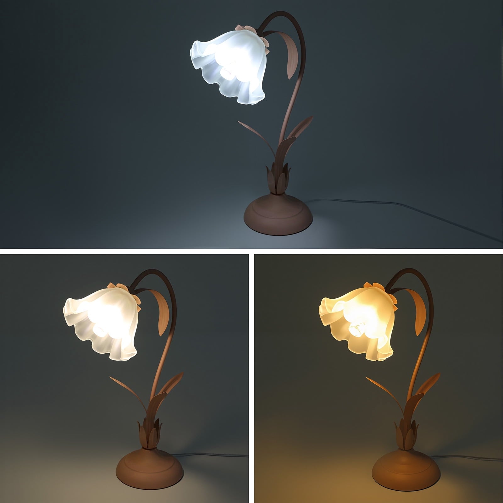 Tiffany Style Table Lamp E27 Bedside Lamp Floral Glass Lamp Dimmable Lamp+Remote