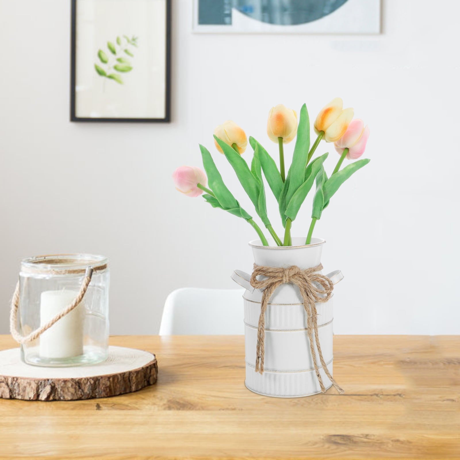 Retro Milk Bottle Vase Vintage Flower Vase Jug Vase Bucket Container Flower Jug Vintage Pitcher Vase with Handle Office