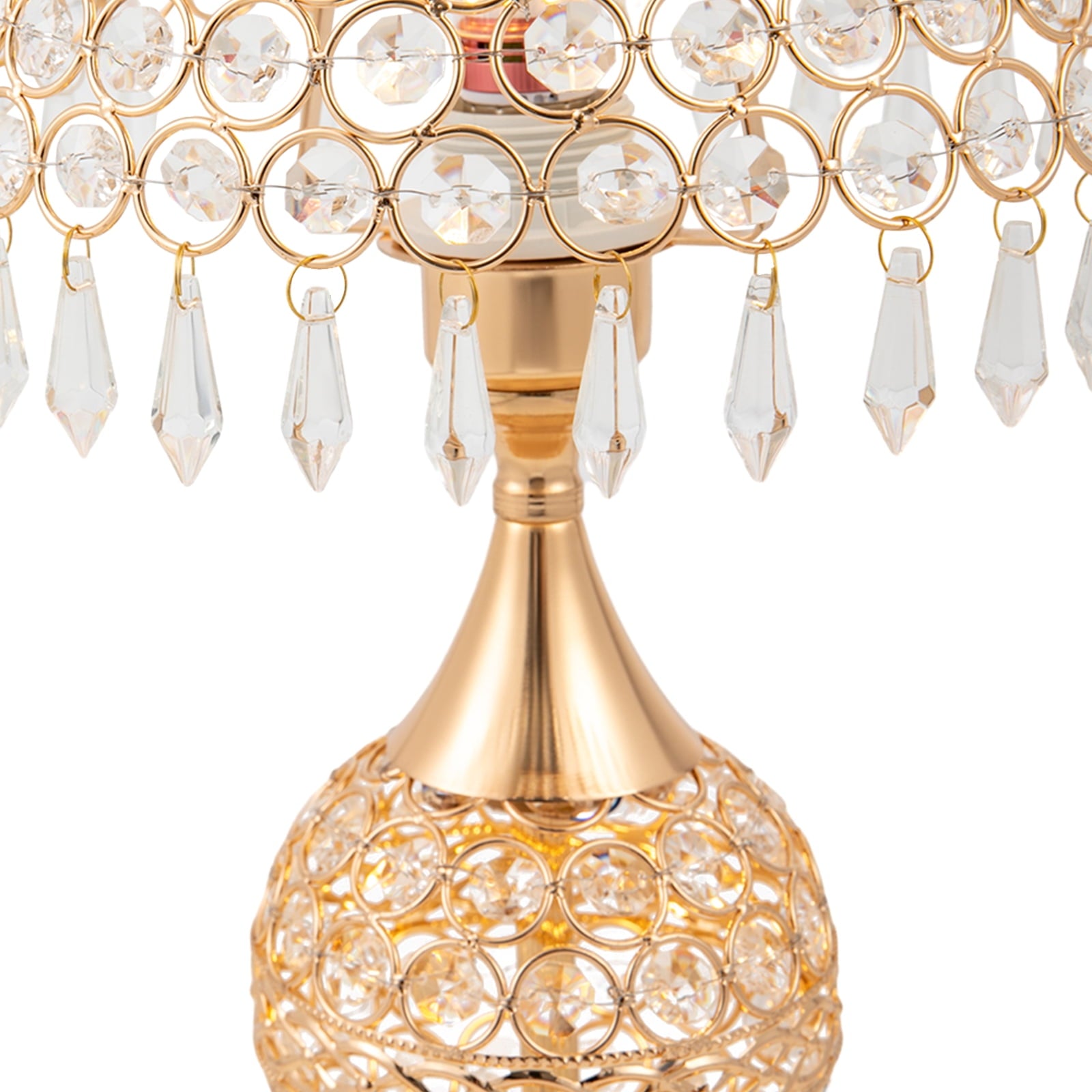 Deluxe Room Bedside Light, Vintage Crystal Table Lamp Nightstand Desk Light for Bedroom Living Room Gold