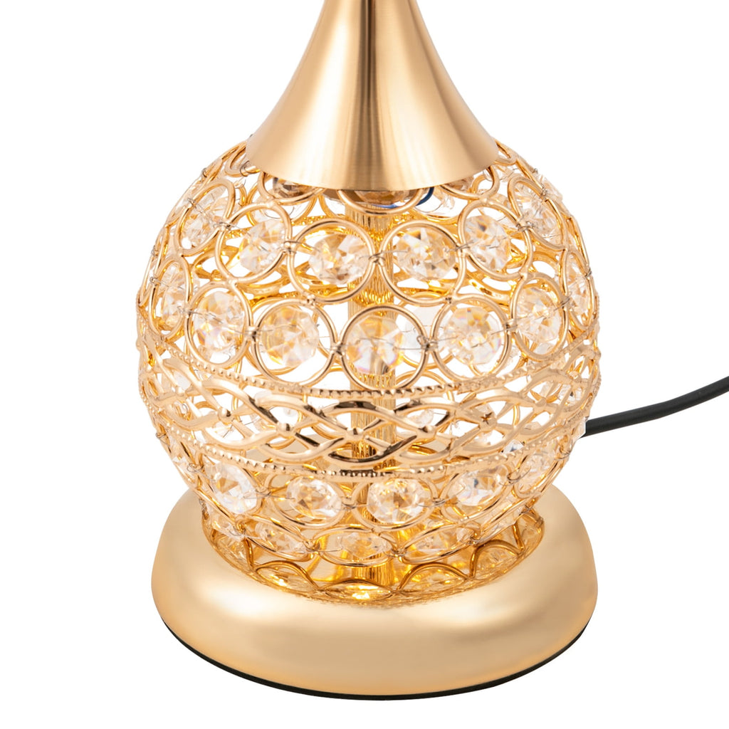 Deluxe Room Bedside Light, Vintage Crystal Table Lamp Nightstand Desk Light for Bedroom Living Room Gold