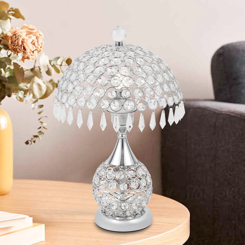 Deluxe Room Bedside Light, Vintage Crystal Table Lamp Nightstand Desk Light for Bedroom Living Room Gold