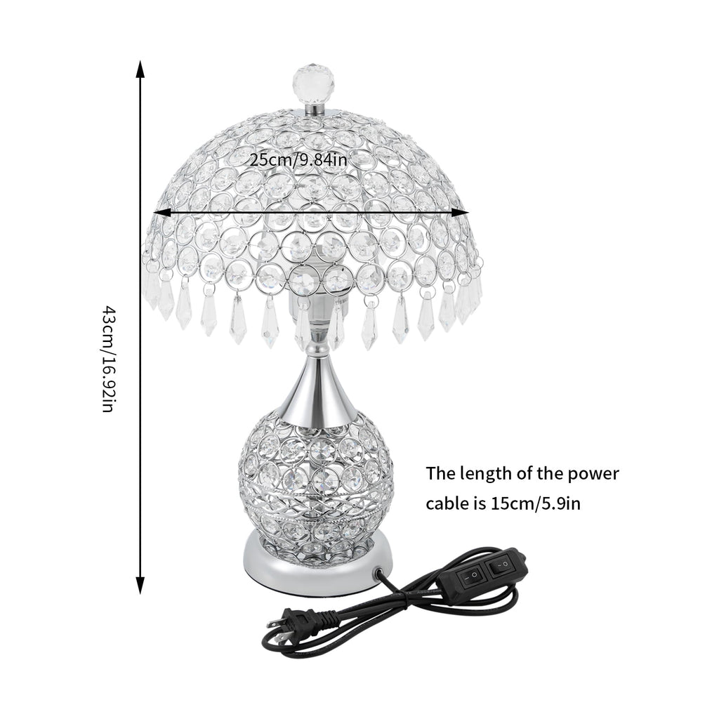 Deluxe Room Bedside Light, Vintage Crystal Table Lamp Nightstand Desk Light for Bedroom Living Room Gold