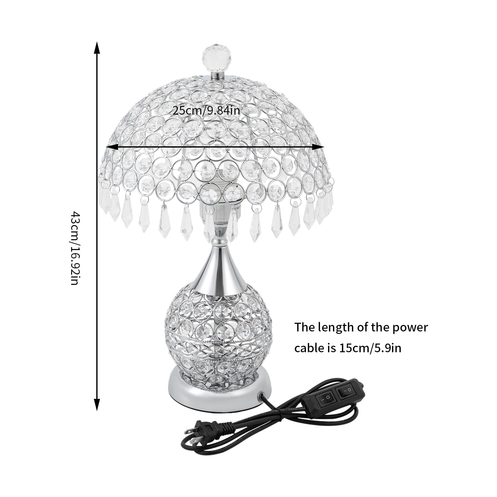 Deluxe Room Bedside Light, Vintage Crystal Table Lamp Nightstand Desk Light for Bedroom Living Room Gold