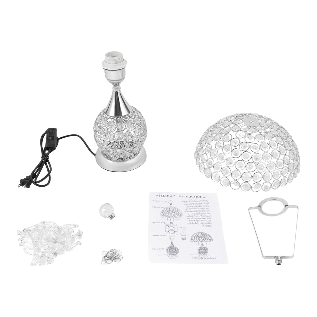Deluxe Room Bedside Light, Vintage Crystal Table Lamp Nightstand Desk Light for Bedroom Living Room Gold