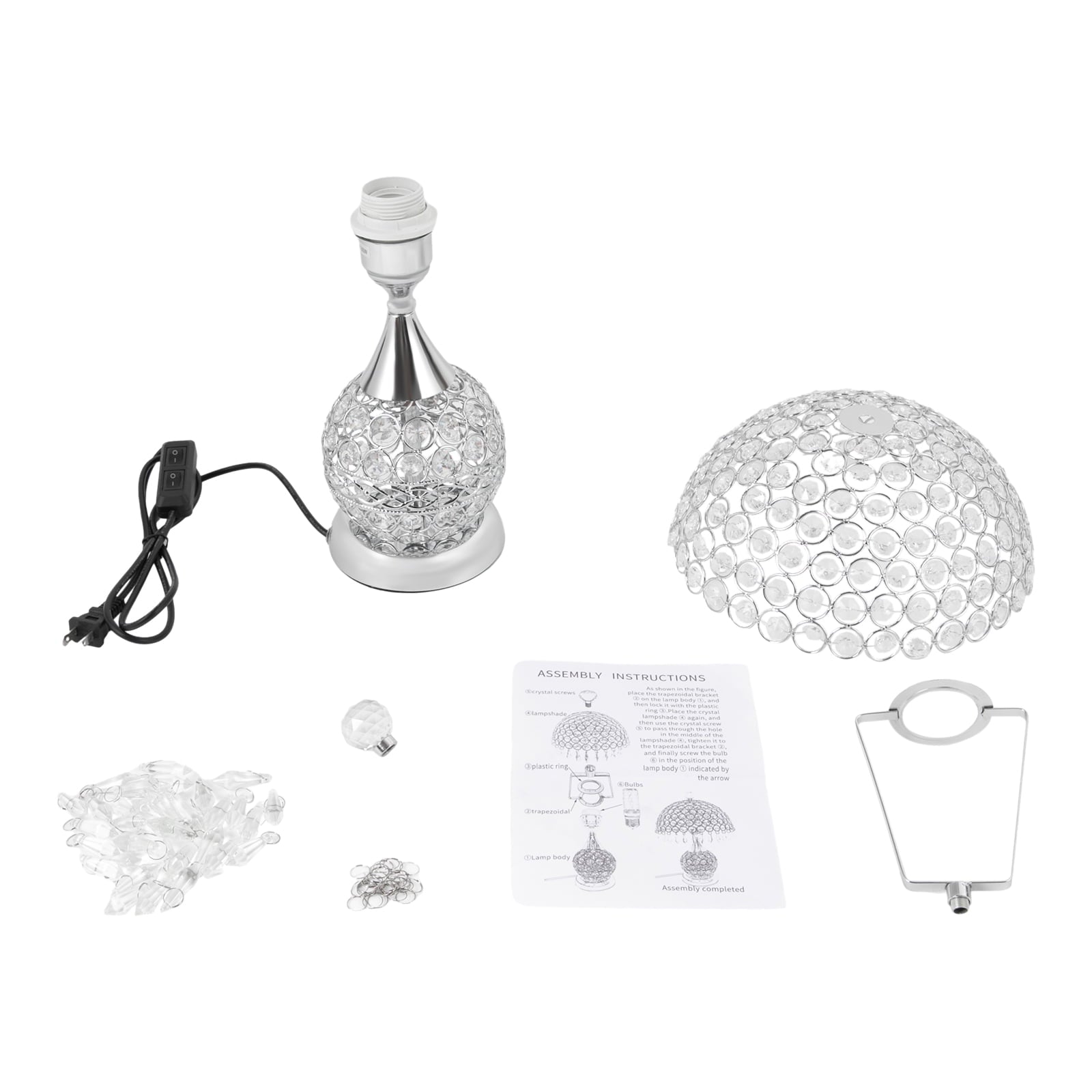 Deluxe Room Bedside Light, Vintage Crystal Table Lamp Nightstand Desk Light for Bedroom Living Room Gold