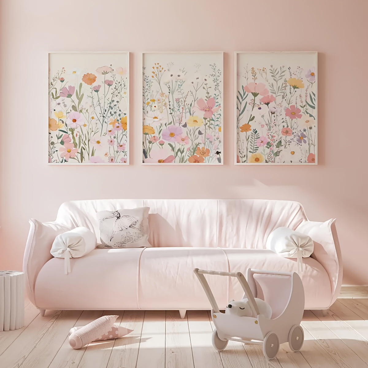 3pcs Bohemian Floral Canvas Wall Art Set - Vibrant Wildflower Print, Frameless, Modern Home Decor for Living Room, Bedroom, or Dining Area, Indoor/Outdoor Use, Perfect for Fall &amp; Summer, Indoor Wall