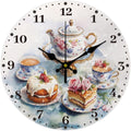 12 Inch Wall Clock Afternoon Tea Wall Clock Battery Powered Non-Tick Cake Decoration Kitchen Clock for Living Room Bedroom Home Decor Office