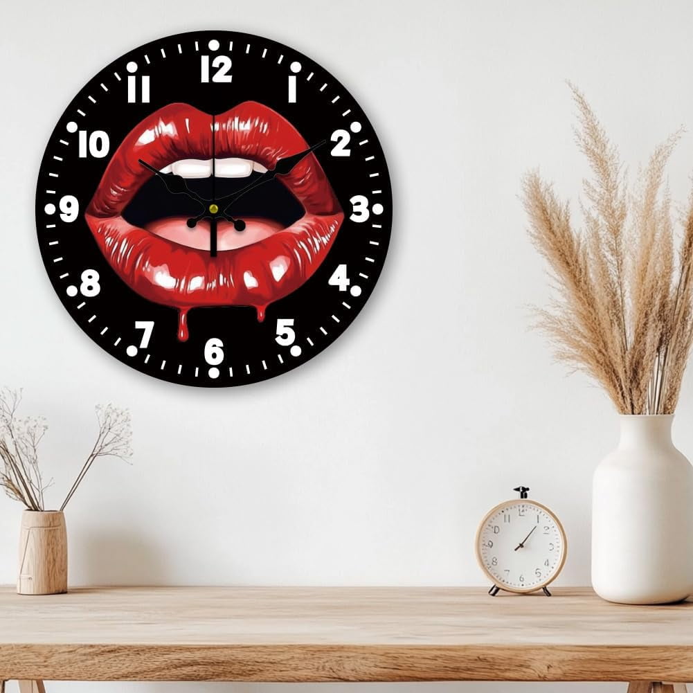 12 Inch Wall Clock Afternoon Tea Wall Clock Battery Powered Non-Tick Cake Decoration Kitchen Clock for Living Room Bedroom Home Decor Office