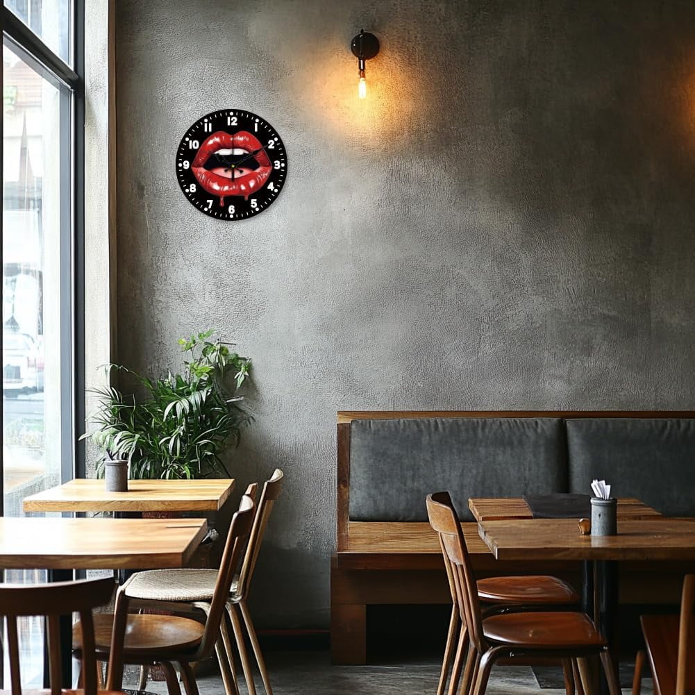 12 Inch Wall Clock Afternoon Tea Wall Clock Battery Powered Non-Tick Cake Decoration Kitchen Clock for Living Room Bedroom Home Decor Office