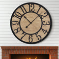 PrimeCook Shop Large Wall Clock for Living Room,Metal &amp; Wood Silent Rustic Farmhouse Wall Clock with Arabic Numeral, Battery Operated Decorative for Bedroom Office Home Decor 20inch Black