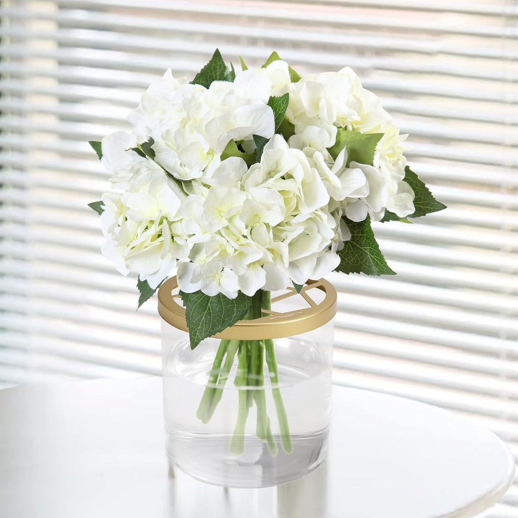 Set of Glass Flower Vase with Decoration Stones, Flower Arranging Supplies Clear Glass Modern Flower Vase with Cover for Office Home Decoration