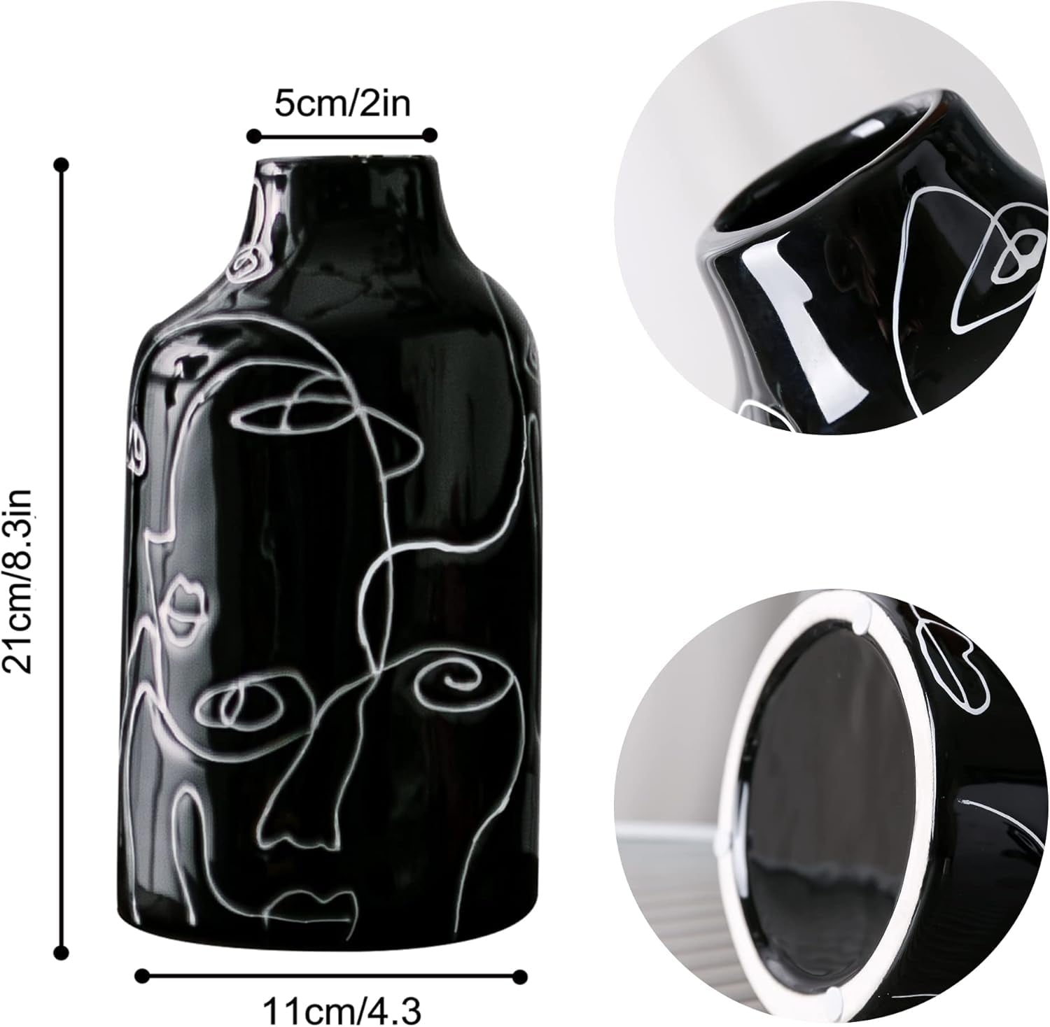 Ceramic Vase for Home Decor, Abstract Irregular Design Flower Vase, Living Room Decor Minimalist Decorative Vases for Pampas Grass