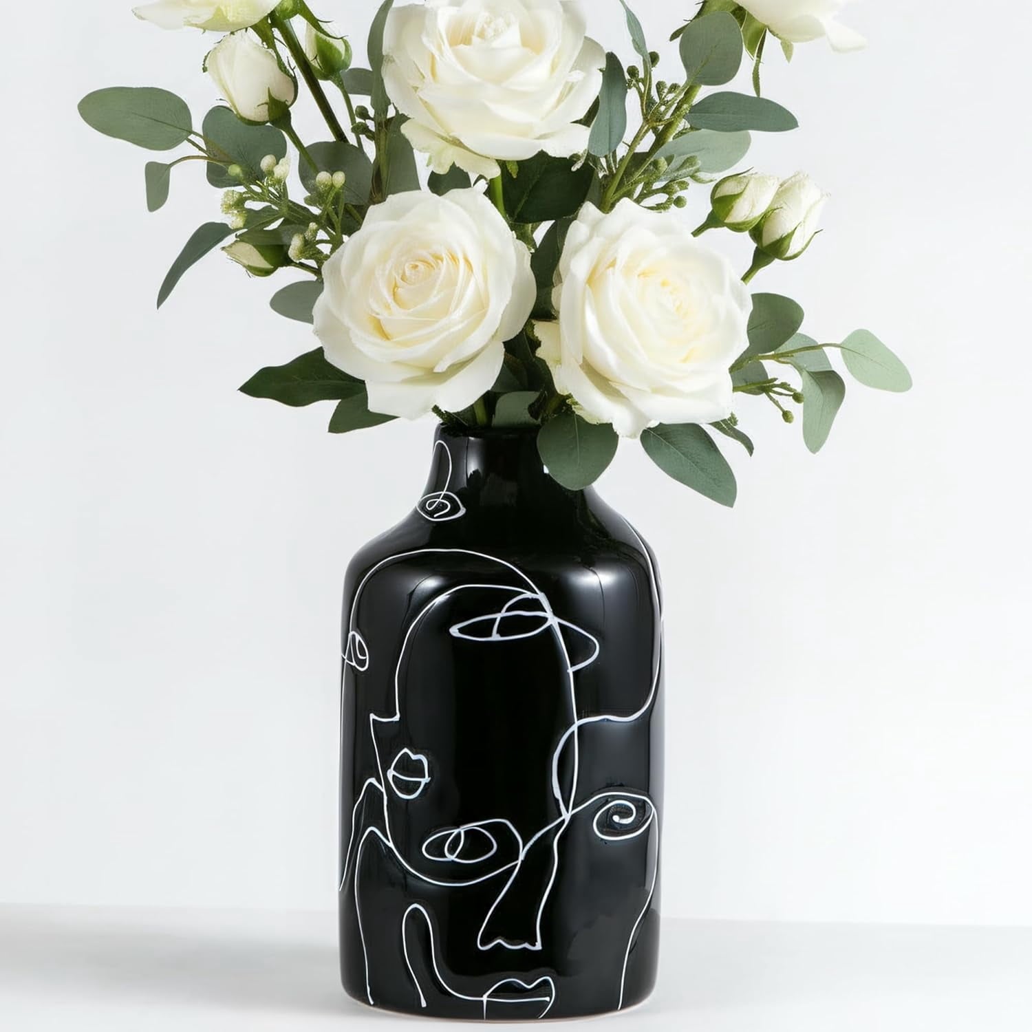 Ceramic Vase for Home Decor, Abstract Irregular Design Flower Vase, Living Room Decor Minimalist Decorative Vases for Pampas Grass