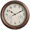 12inch Wall Clock,Retro Waterproof Clock with Displays Thermometer&amp;Hygrometer,Noise-Free Clock for Indoor/Outdoor