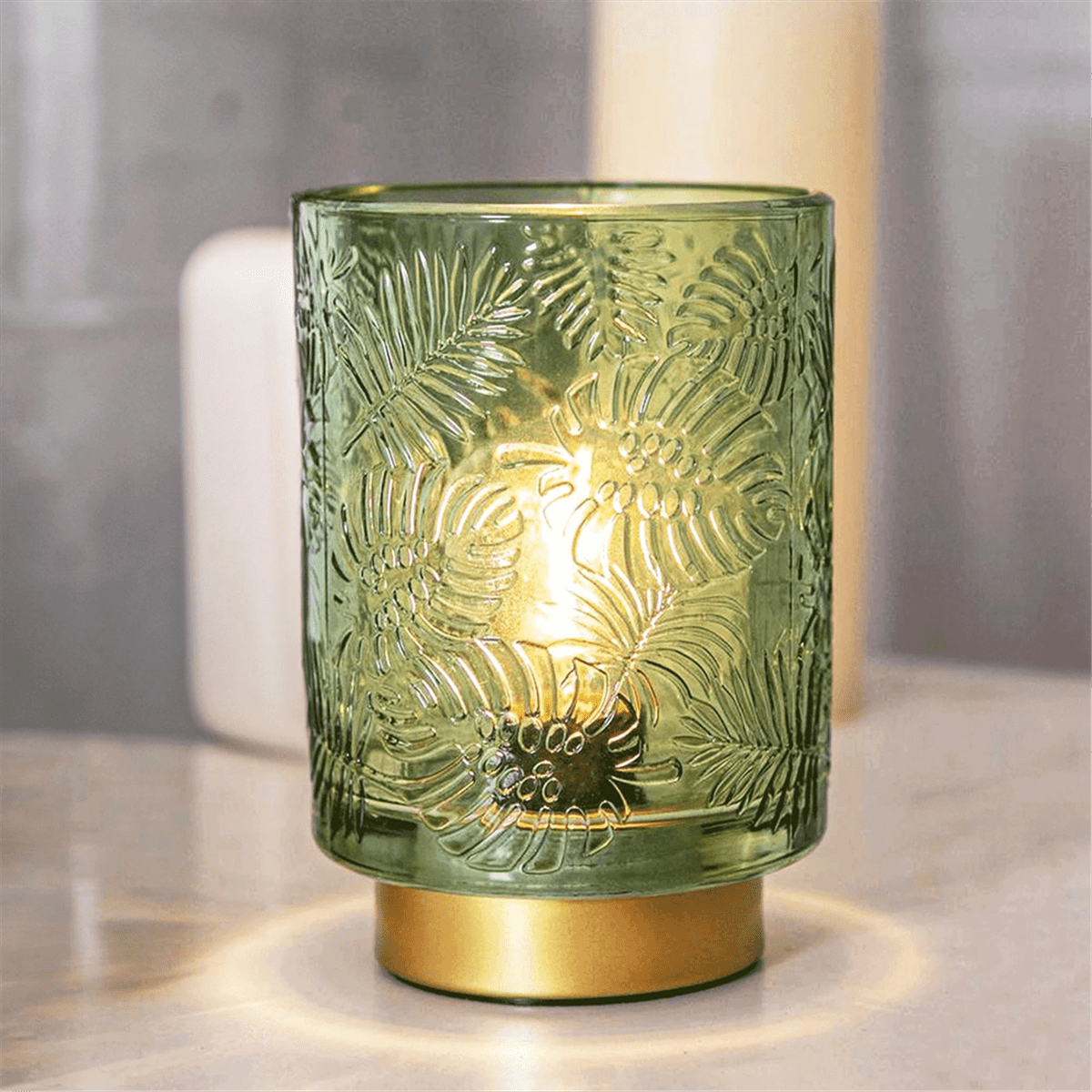 Quaqdae Small Battery Operated Lamp - Portable Cordless Lamp for Home Decor, Glass Table Lamp with Decor Aesthetic Jade Green