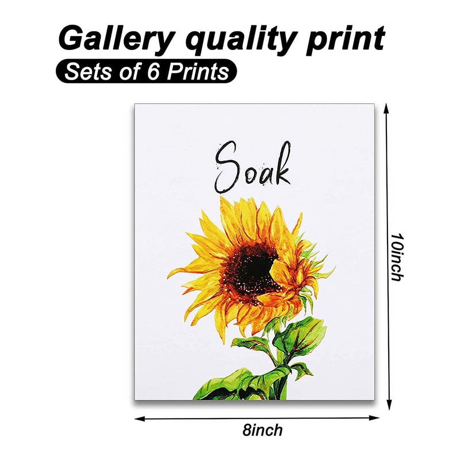 6 Pieces Sunflower Bathroom Decor Relax Soak Unwind Wall Painting Art Women College Living Room Bathroom Nursery