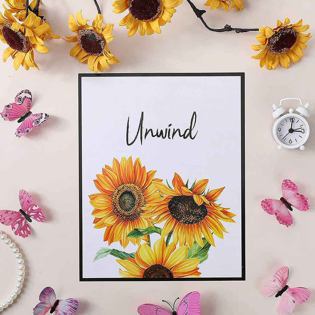 6 Pieces Sunflower Bathroom Decor Relax Soak Unwind Wall Painting Art Women College Living Room Bathroom Nursery