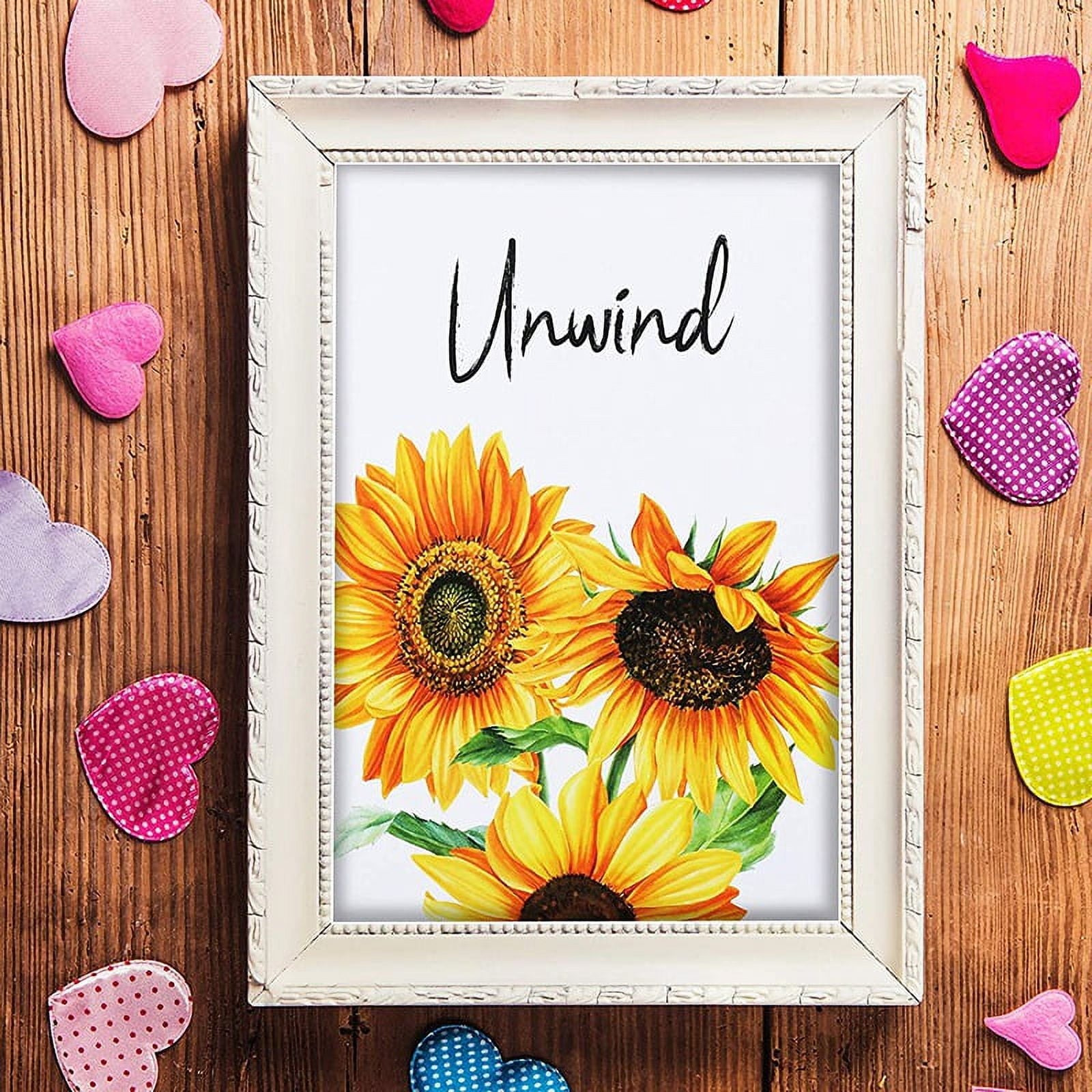 6 Pieces Sunflower Bathroom Decor Relax Soak Unwind Wall Painting Art Women College Living Room Bathroom Nursery