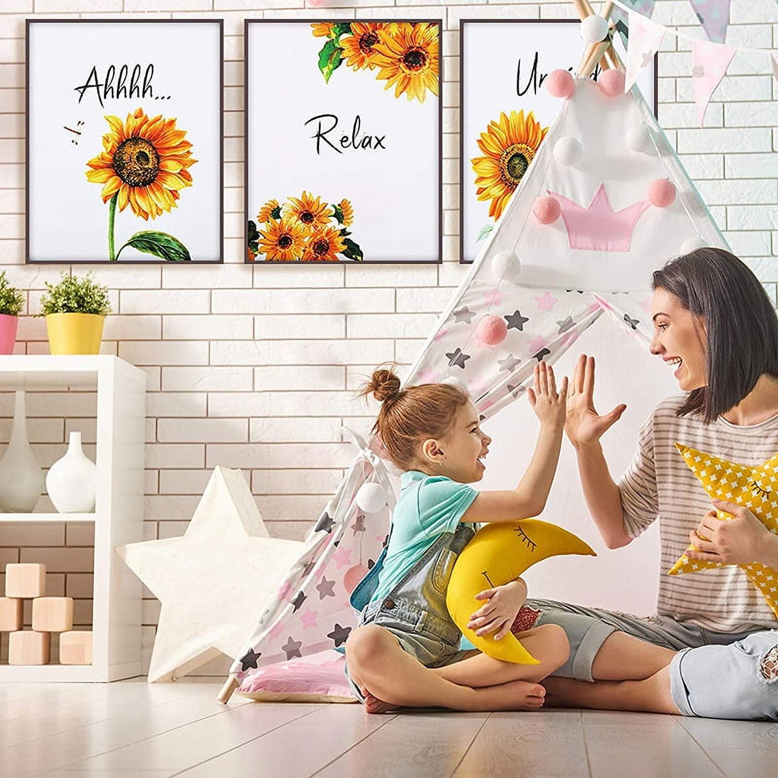 6 Pieces Sunflower Bathroom Decor Relax Soak Unwind Wall Painting Art Women College Living Room Bathroom Nursery