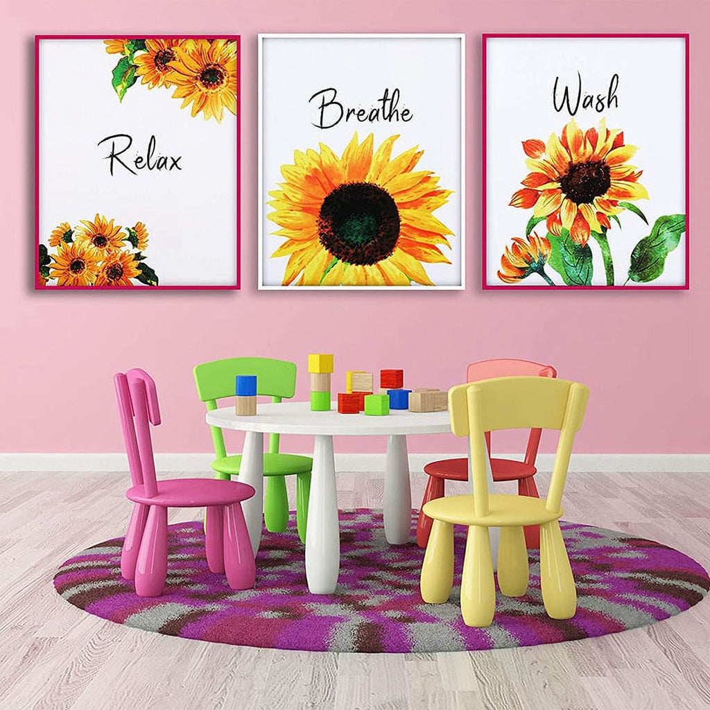 6 Pieces Sunflower Bathroom Decor Relax Soak Unwind Wall Painting Art Women College Living Room Bathroom Nursery