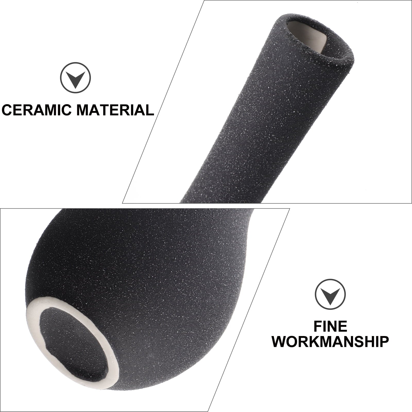 1Pc Ceramics Art Vase Adornment Decorative Floral Pot Homestay Ornament (Black)