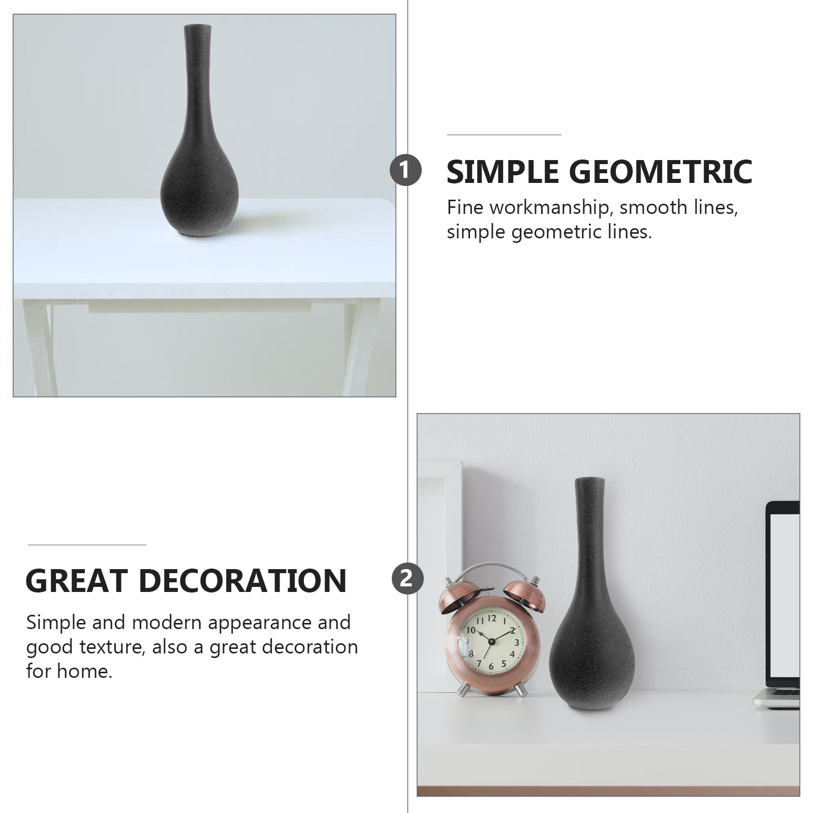 1Pc Ceramics Art Vase Adornment Decorative Floral Pot Homestay Ornament (Black)