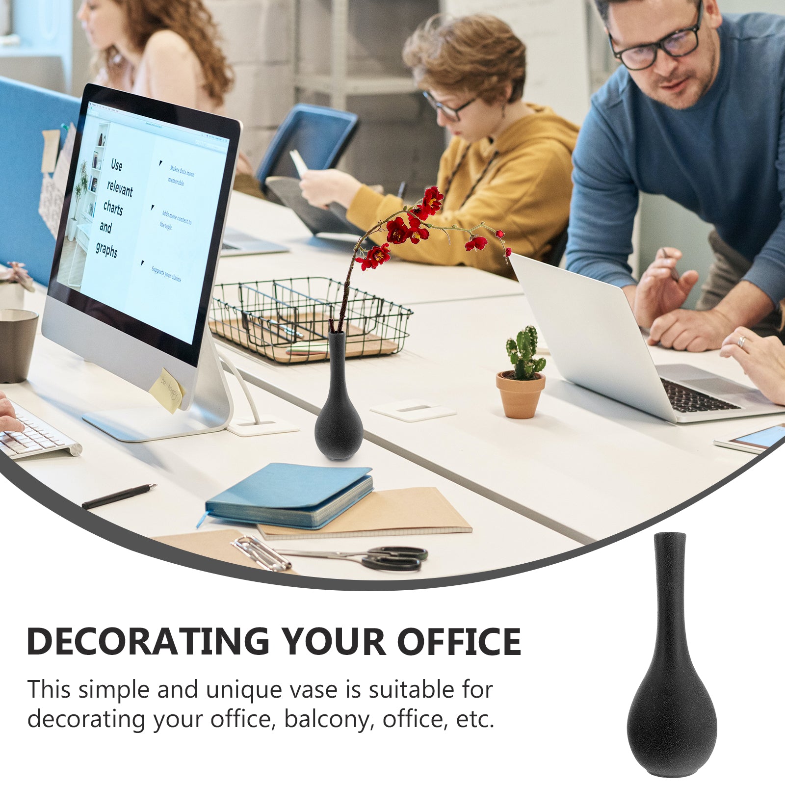 1Pc Ceramics Art Vase Adornment Decorative Floral Pot Homestay Ornament (Black)