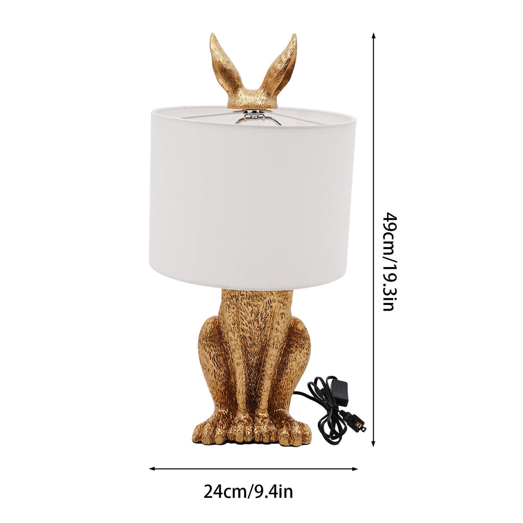 Rabbit Lamp 20” Rabbit Decorative Golden Table Lamp with White Shade