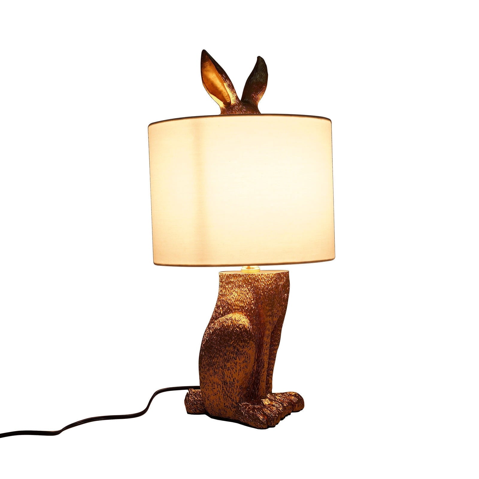 Rabbit Lamp 20” Rabbit Decorative Golden Table Lamp with White Shade