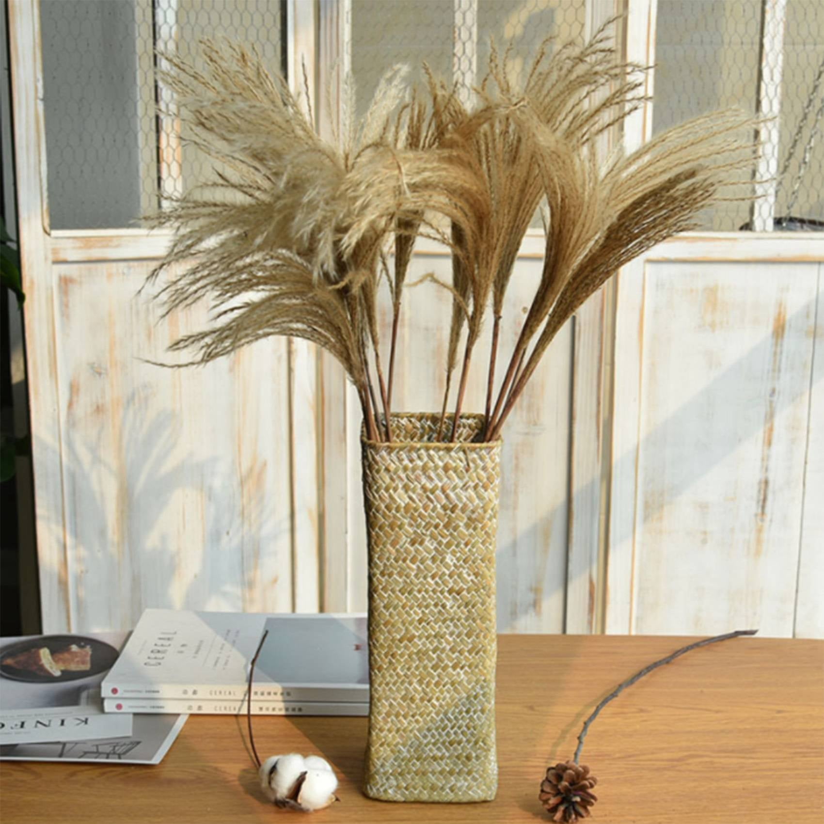 Rattan Flower Vase Bamboo Baskets Decoration Vases Flower Fruit Basket Flower Vase Tall Vases for Home Decor Brown