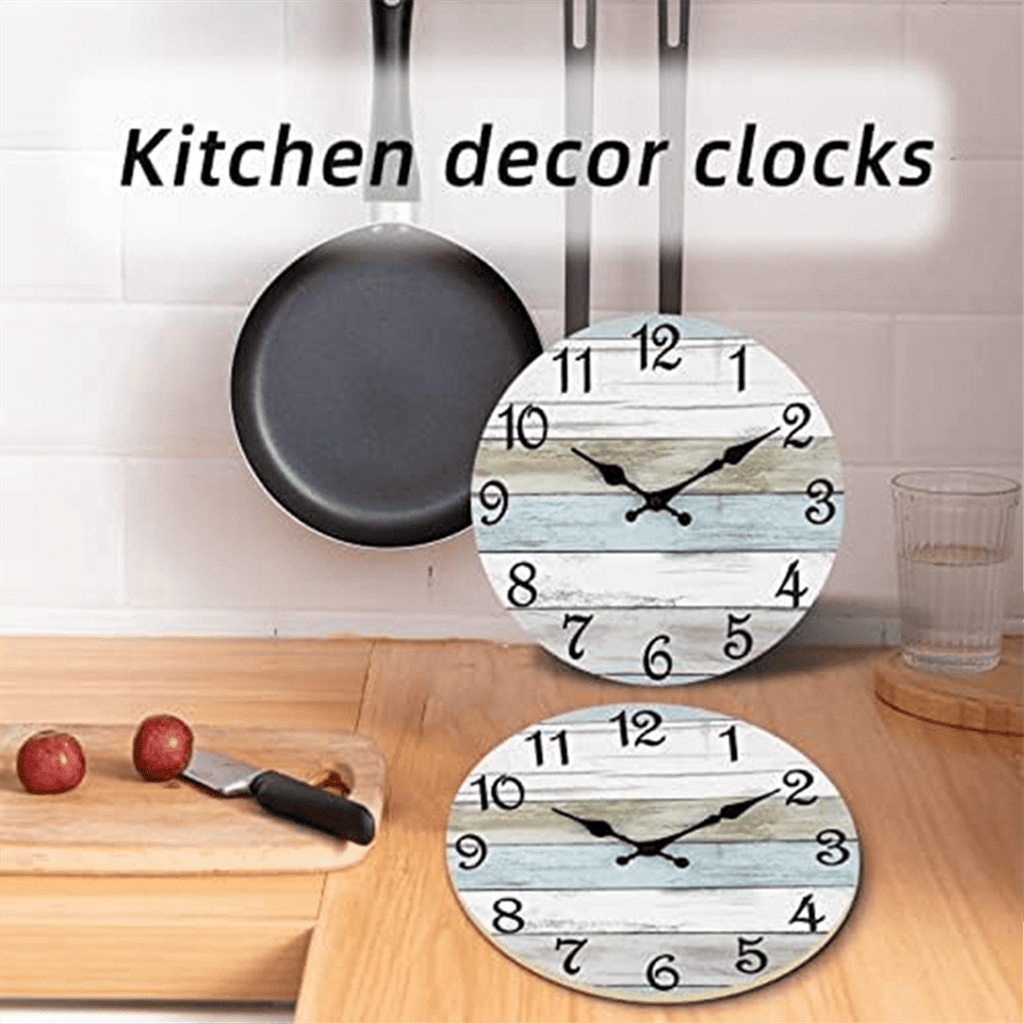 Wall Clock Bathroom Clock, Rustic Clocks Battery Operated, Silent Non Ticking Wooden Coastal-Each Home Decor