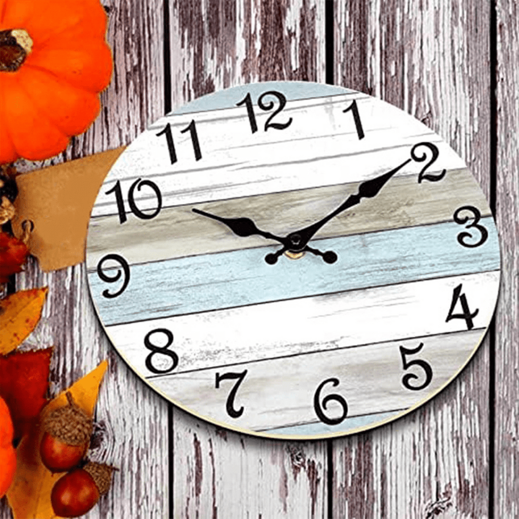 Wall Clock Bathroom Clock, Rustic Clocks Battery Operated, Silent Non Ticking Wooden Coastal-Each Home Decor