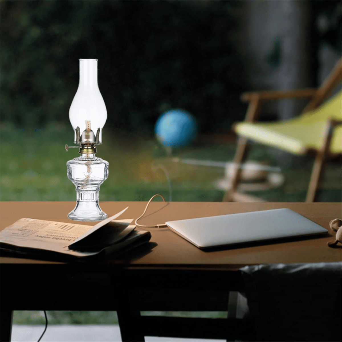 Rustic Oil Lamp Vintage Glass Coal Lamps for Indoor Use Home Decor Lighting Lantern White