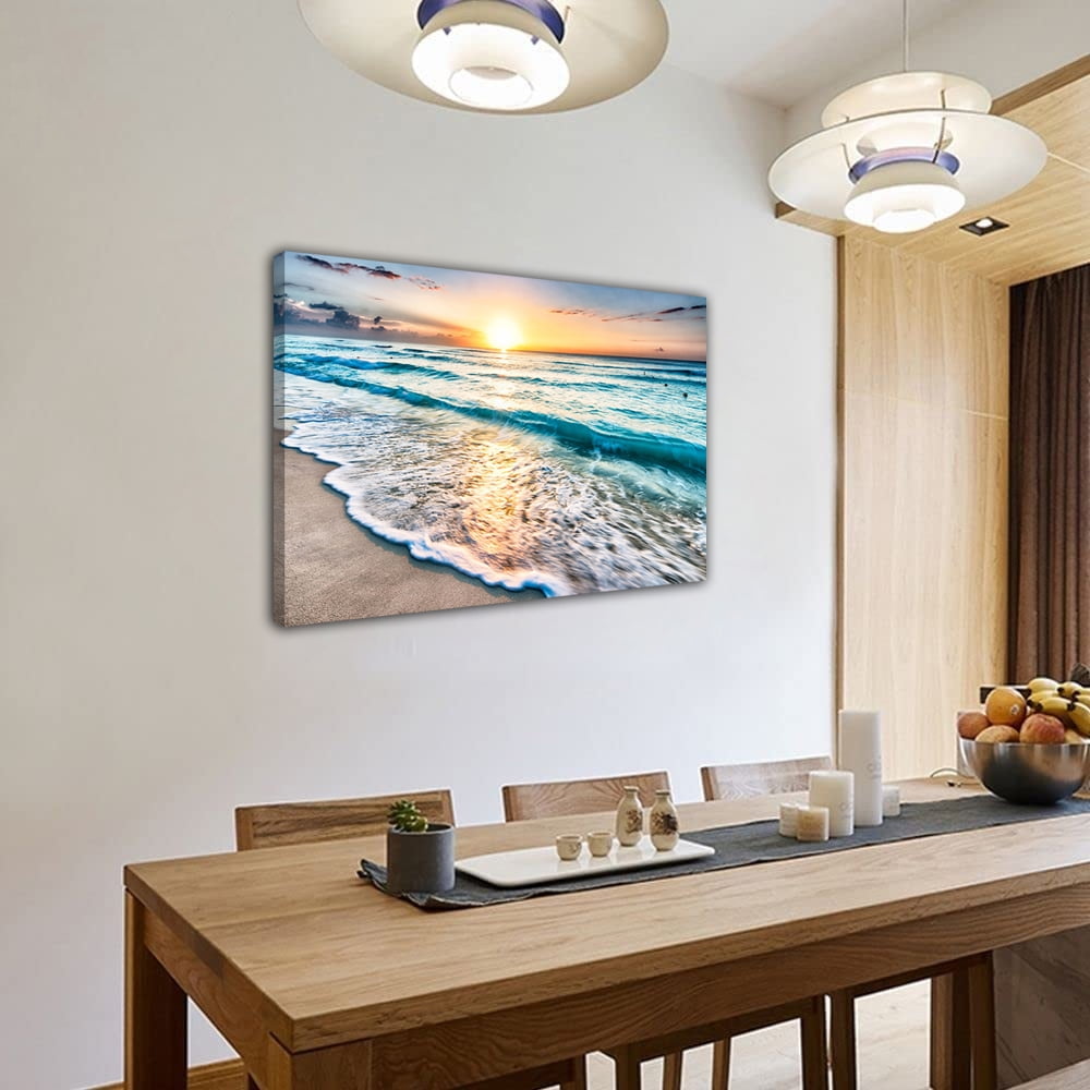 Sunrise Ocean Poster Sunset Beach Seascape Print Canvas Poster Wall Art Picture Living Room Office Decoration Painting Room Aesthetic