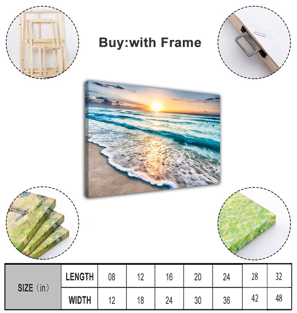 Sunrise Ocean Poster Sunset Beach Seascape Print Canvas Poster Wall Art Picture Living Room Office Decoration Painting Room Aesthetic