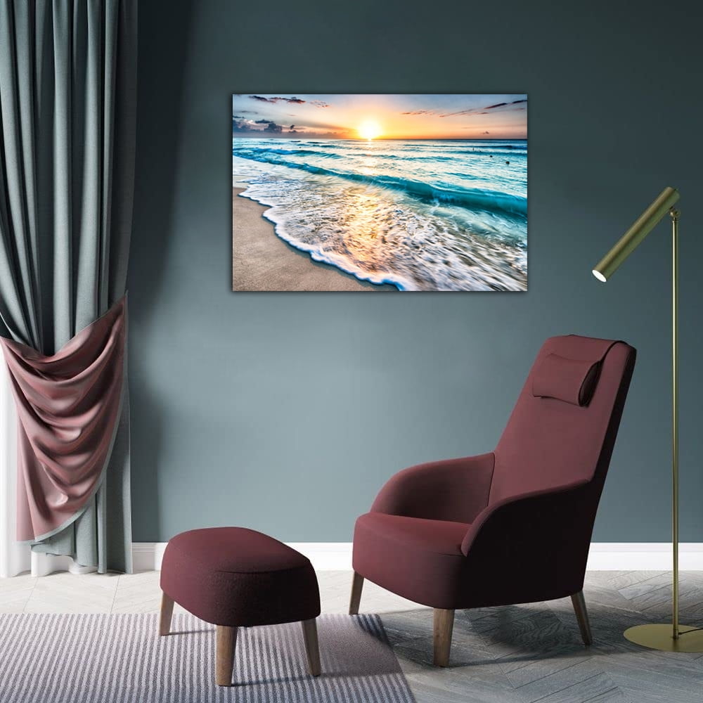 Sunrise Ocean Poster Sunset Beach Seascape Print Canvas Poster Wall Art Picture Living Room Office Decoration Painting Room Aesthetic