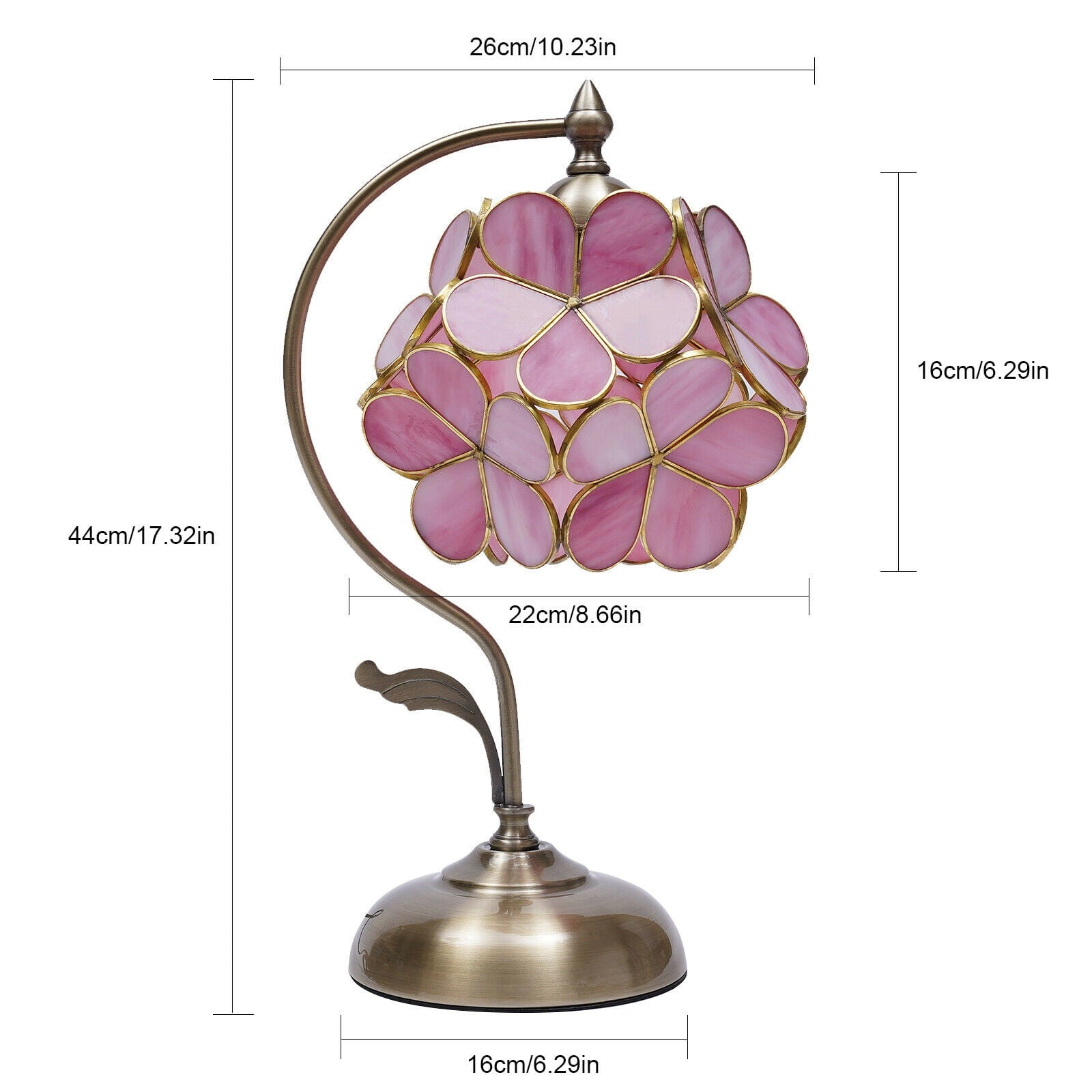 Portable Stained Glass Table Lamp Cherry Blossom Desk Lamp with Petal Lampshade
