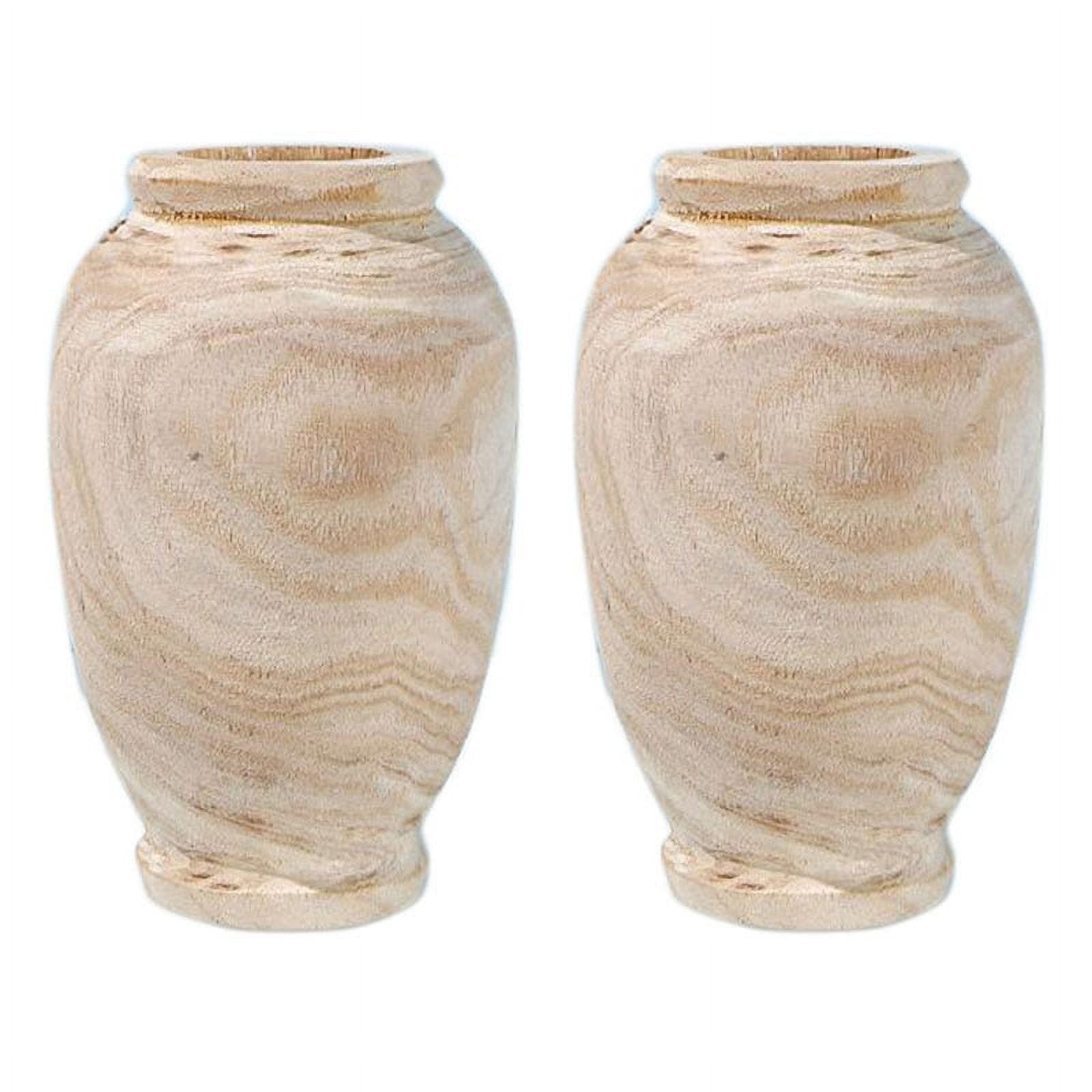 2X Wooden Vase Decoration Living Room Table Solid Wood Ware Flower Bottle Ornament Home Decoration