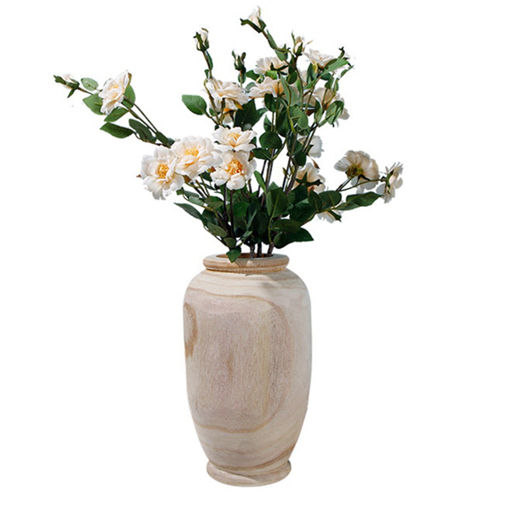 2X Wooden Vase Decoration Living Room Table Solid Wood Ware Flower Bottle Ornament Home Decoration