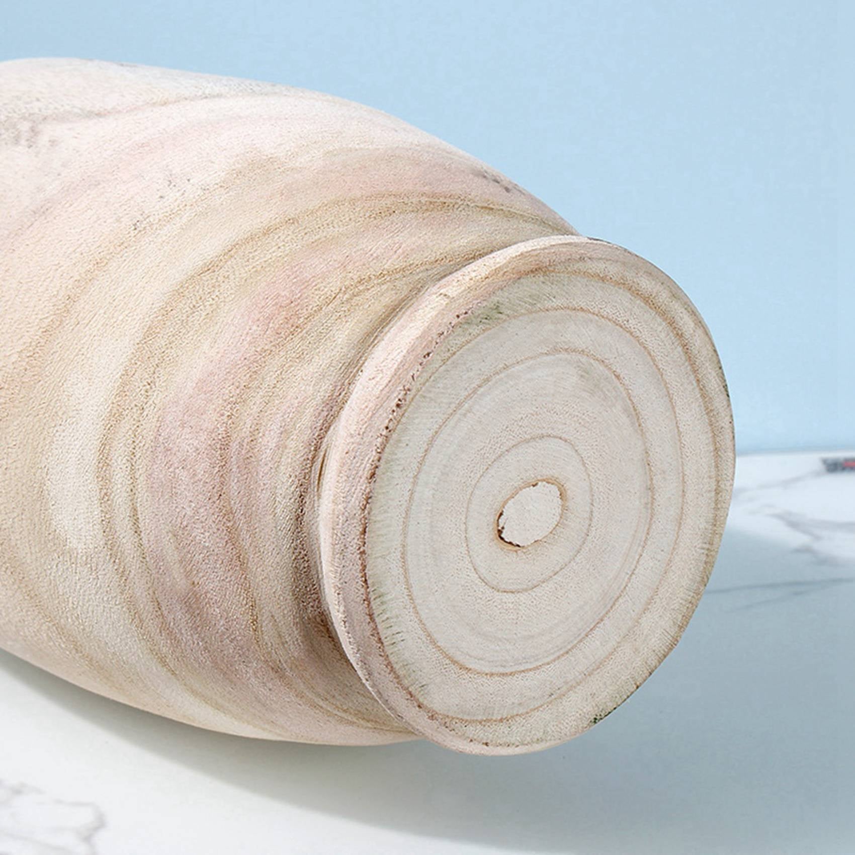 2X Wooden Vase Decoration Living Room Table Solid Wood Ware Flower Bottle Ornament Home Decoration