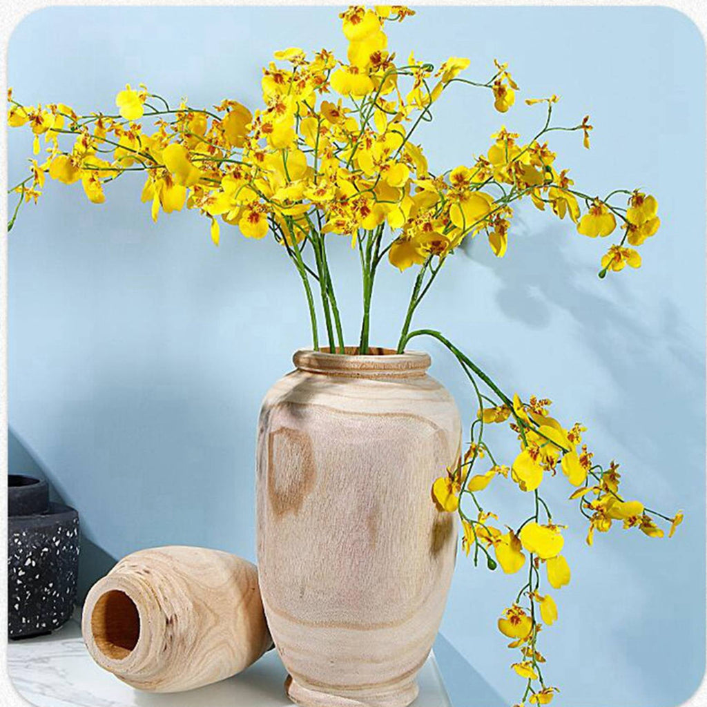 2X Wooden Vase Decoration Living Room Table Solid Wood Ware Flower Bottle Ornament Home Decoration