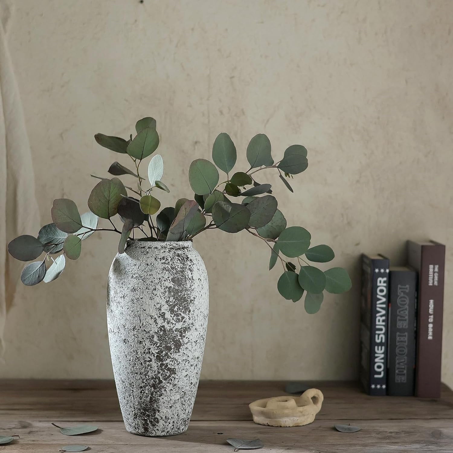 Rustic Large Ceramic Vase, Vintage Floor Tall Flower Vase Distressed Farmhouse Decor for Living Room Entryway Table Centerpieces,Shelf, Kitchen, Wedding, Home Decor