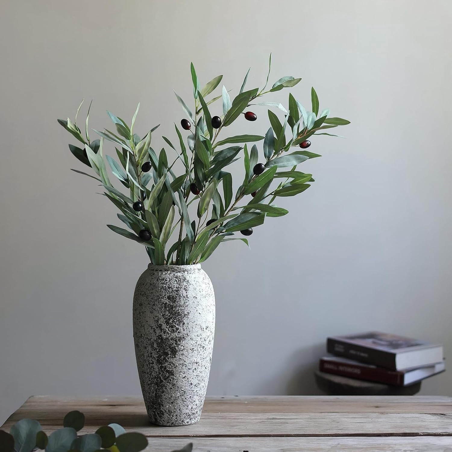 Rustic Large Ceramic Vase, Vintage Floor Tall Flower Vase Distressed Farmhouse Decor for Living Room Entryway Table Centerpieces,Shelf, Kitchen, Wedding, Home Decor