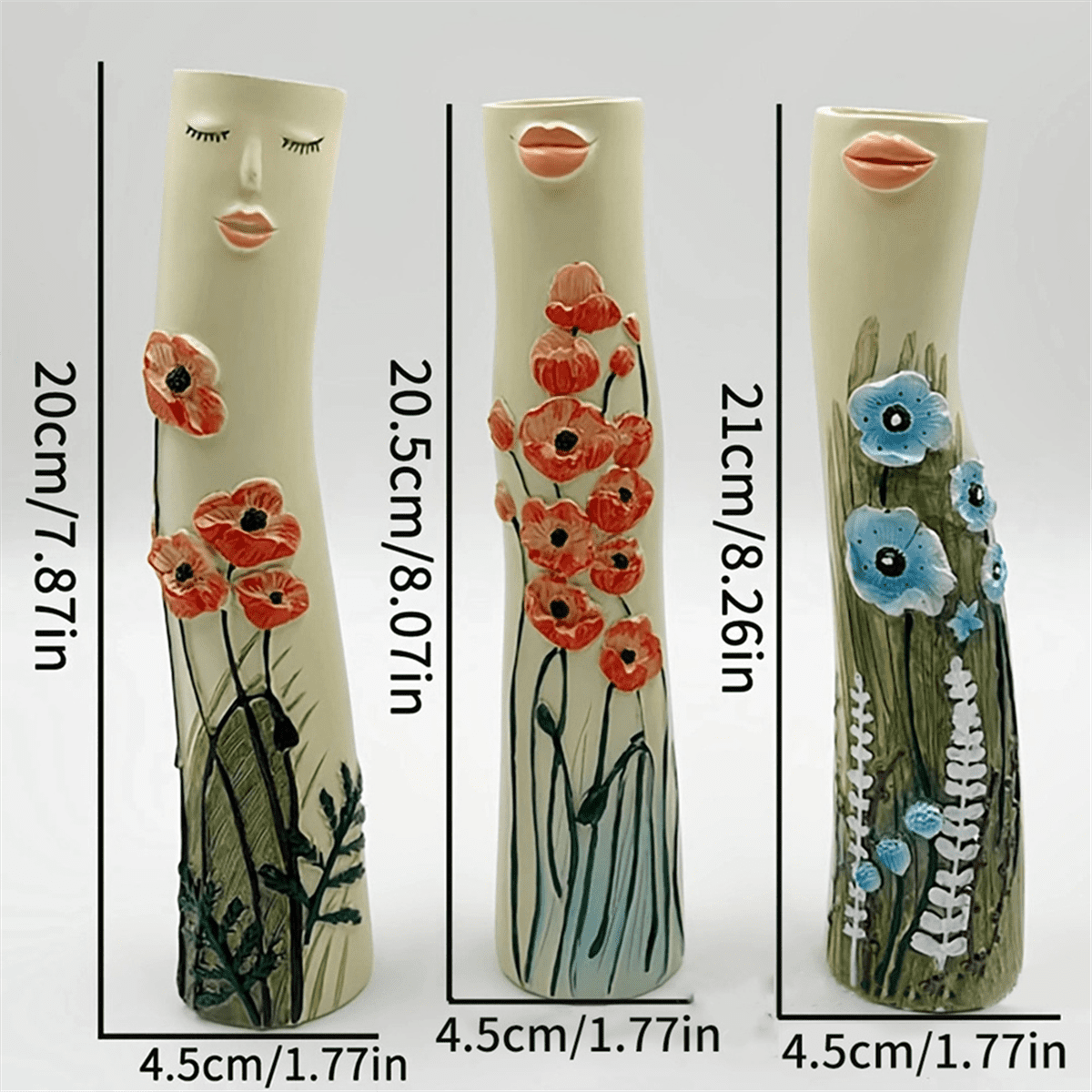 Girls Face Vase Ornament Flower Pot Vase Artificial Plants Holder for Home Decoration B