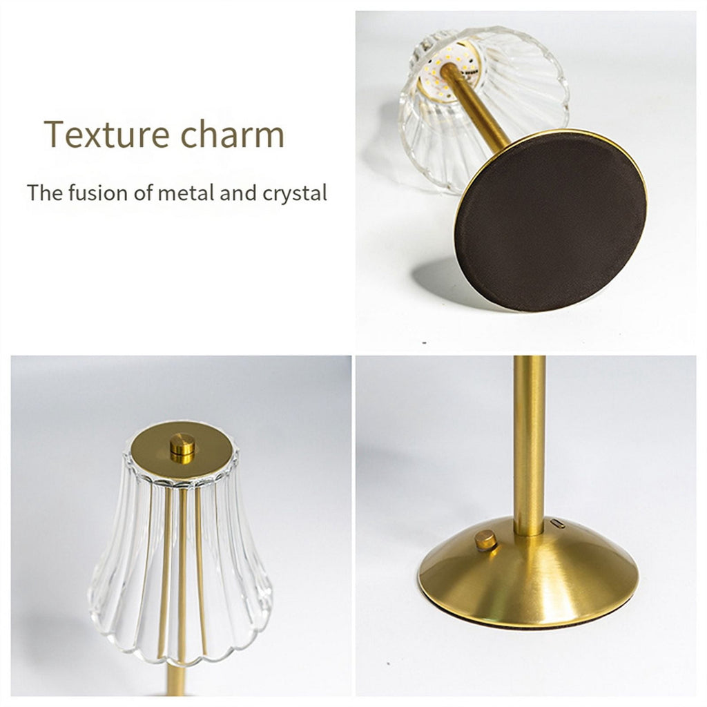 LED Crystal Decorative Table Lamp 800MAh Rechargeable Atmosphere Night Light 3-Levels Brightness for Restaurant Cafe