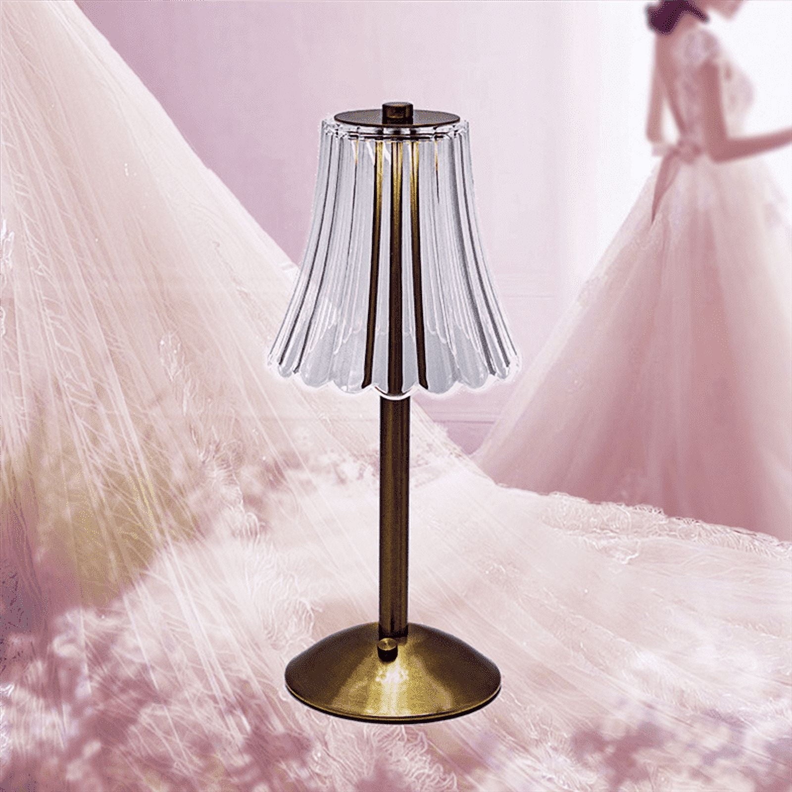 LED Crystal Decorative Table Lamp 800MAh Rechargeable Atmosphere Night Light 3-Levels Brightness for Restaurant Cafe